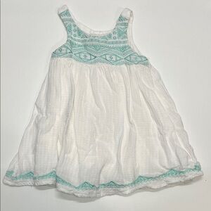 Jessica Simpson Baby Embroidered Dress in White and Teal